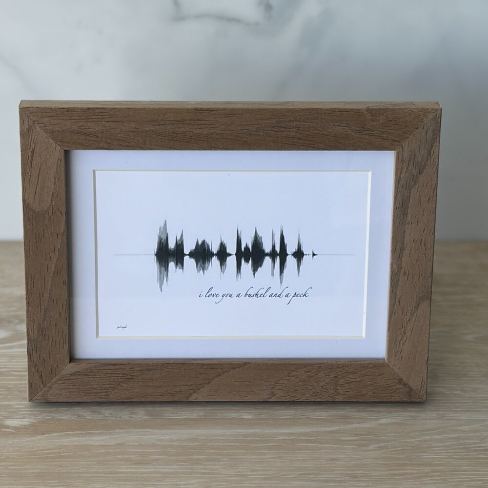 NEW I Love You A Bushel Soundwave Framed Wall Art 5x7in Black White Rustic